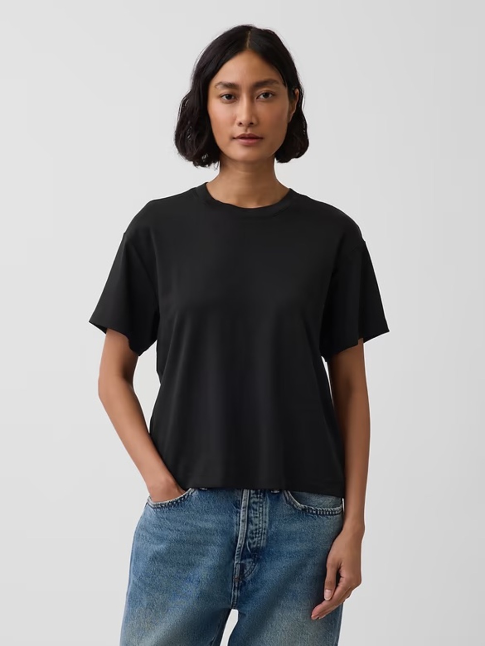 Gap 100% Supima® Cotton Relaxed T-Shirt Black Size Large Petite